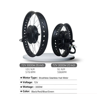 Kit de vélo électrique à pneus larges avec moteur de moyeu arrière 48V 1500W 72V 3000W, vitesse 60-80 km/h, écran LCD et batterie au lithium en option