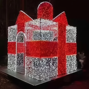 ไฟ LED 3 มิติ กันน้ำ IP65 สำหรับตกแต่งซุ้มประตูคริสต์มาส รูปแบบกล่องของขวัญ สำหรับตกแต่งเทศกาลคริสต์มาสกลางแจ้ง - Product Image 1