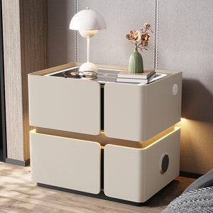 New Model Bedside Table Personalized Tempered Glass <b>USB</b>/Wireless Charging LED Light Modern Bedroom Furniture A60 Bedroom Bedside - Product Image 1