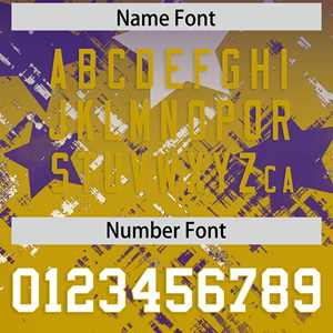 Maillot de football américain personnalisé violet et or vieilli avec dégradé étoilé - Product Image 4