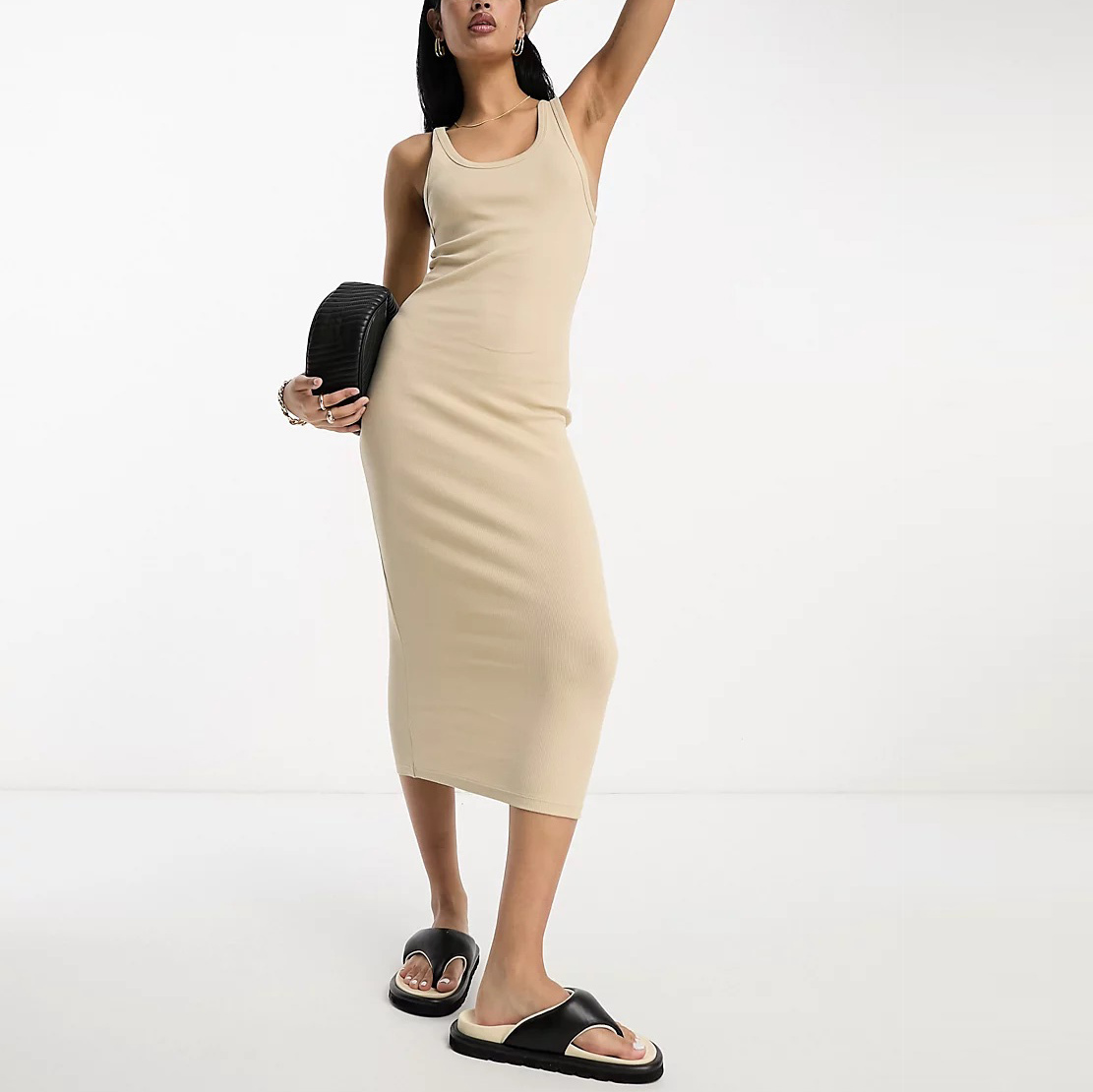 wholesale womens bodycon dresses Bulk Items Lots Fashion Slim Fit Stretchy Scoop Neck Sleeveless Ribbed Midi Dress Chocolate boohoo SLINKY COWL fitness Size:14 QUICK SHIP OTL Womens Bodycon Dress