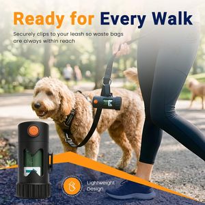 Lampe torche LED pour ramassage de crottes de chien à fixer au laisse, distributeur de sacs à déjections pour animaux, 1 rouleau de sacs poubelles pour animaux, support de sacs à crottes - Product Image 4