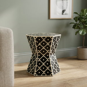 Modern Farmhouse Design Bone Inlay <b>Stool</b> Removable Linen Cover Apartment Bedroom Entry Living Room Dining School Workshop BS - Product Image 1