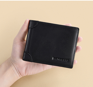 定制设计超薄简约双折复古休闲男士疯马歌舞秀皮革钱包 - Product Image 5