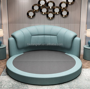 Modern Designer Cream Style High Quality Leather Soft Comfortable Queen Size <b>Bed</b> Set <b>Pine</b> Wood Frame Plywood Panel Upholstered - Product Image 5