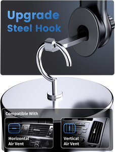 Longer Steel Hook Hands Free Magnético Air Vent Car Phone Mount para iPhone 16 Pro Max 15 14 13 12 Todos os Smartphones - Product Image 5