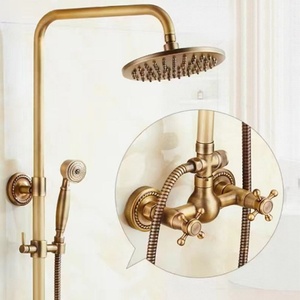 Ensemble de robinets de douche thermostatiques muraux en laiton contemporain avec barre coulissante, jet de pluie poli, pause douce, robinets de douche pour bain - Product Image 1