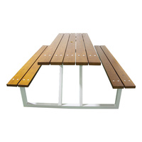 Mobilier d'extérieur, table de pique-nique commerciale en bois avec banc, restaurant, porte extérieure, table à manger avec cadre en métal