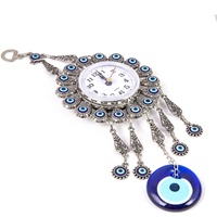 Horloge murale européenne rétro, décoration suspendue avec verre fait à la main, perle du mauvais œil, depuis la turquie