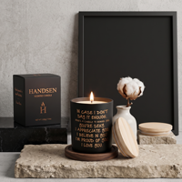 Vase à bougie en verre noir avec couvercle en bois 10oz 14oz non rempli, impression de message personnalisée et carton de vente au détail pour marques en marque blanche