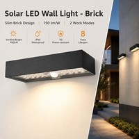 Lampe murale solaire de jardin style brique 900lm IP65 étanche avec détecteur de mouvement Garantie 3 ans