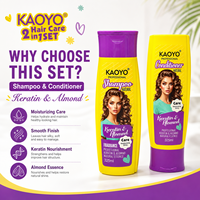 Champú y Acondicionador de Queratina KAOYO con Esencia de Almendra, Set para el Cuidado del Cabello con Brillo y Antiencrespamiento para Cabello Seco y Dañado