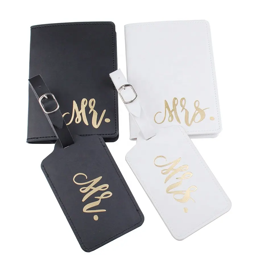 Mr und Mrs Pass Abdeckungen und Gepäck Tags Geschenk Set Flitterwochen Stickerei Reise Gepäck Tags Passport Abdeckung für Hochzeit Braut