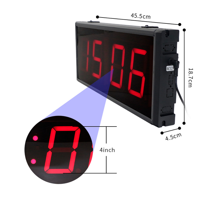 ZX Portable 4 Inch 4 Digit Programme LED Digital Timer 12/24 Hour Countdown Stopwatch Clock for Office Study Kitchen Home Wall