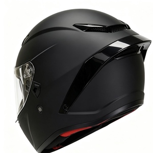Nuevo Casco de Motocicleta Integral Negro, Carcasa de ABS, Visera Doble Transparente, Cierre Rápido, Diseño Sencillo, Forro de Algodón, Homologado por DOT - Product Image 4