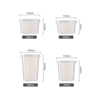 500ml 600ml 800ml 1000ml PP Plastic voedselbewaarbak met afsluitdeksel, rond, wegwerpbaar, voor salade, fruit, cake, dessert en andere voedingsmiddelen