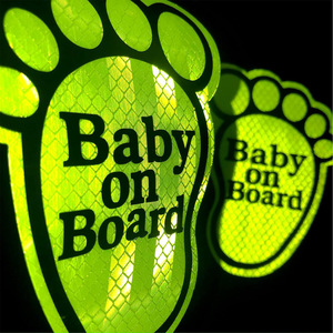 Không thấm nước tùy chỉnh bé trên tàu xe phản quang dán xe phản chiếu phim hoạt hình bé cảnh báo Sticker trang trí cơ thể Sticker - Product Image 4