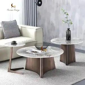 Nordic Luxury Round Centro Coffee Tables Metal Golden Coffee Console Tables