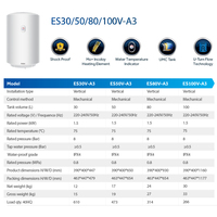 Calentador de Agua Eléctrico Haier de Alta Calidad con Tanque de Almacenamiento Esmaltado Vertical de 30L, 50L, 80L, 100L para Baño y Ducha de Cocina