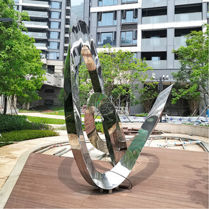 Stainless Steel Abstract Sculpture Outdoor <b>Mirror</b> Finish Contemporary Art Installation Floor Mount Irregular Shape Handmade - Product Image 3