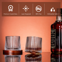 Verres à whisky modernes en cristal transparent sans plomb, 5 oz, rotatifs, lot de 4, réutilisables pour le bourbon et le whisky