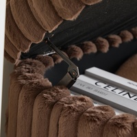 Banc de rangement à rabat en fausse fourrure marron moderne et durable tabouret de bout de lit repose-pieds pour chambre à coucher salon entrée