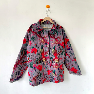 Animal Print Women's Quilted <b>Blazer</b> Full Sleeve Turn-down Collar Single Breasted Cotton Spring <b>Jacket</b> Pockets Reversible <b>Girls</b> - Product Image 1