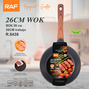<span class=keywords><strong>Wok</strong></span> de Aluminio RAF R.5438 de 26 cm para Saltear, Superficie Antiadherente Fácil de Limpiar, Base Compuesta, Mango con Acabado de Madera Oscura, Apto para Varios Tipos de Cocinas - Product Image 2