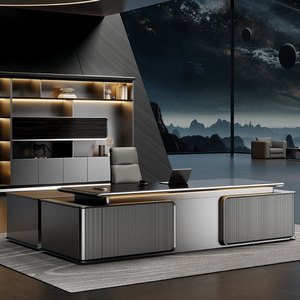 مكاتب تنفيذية خشبية فاخرة وراقية مناسبة لأثاث مكاتب المدراء على شكل حرف L في المساحات المكتبية ذات الطابع الرسمي - Product Image 2