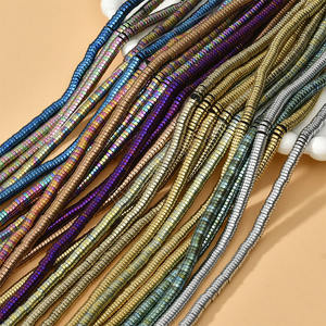 Rondelle Heishi perles de <span class=keywords><strong>pierre</strong></span> d'<span class=keywords><strong>hématite</strong></span> noir or argent, perles d'<span class=keywords><strong>hématite</strong></span> plaquées or rose de 1mm 2mm 3mm 4mm pour la fabrication de bijoux - Product Image 1