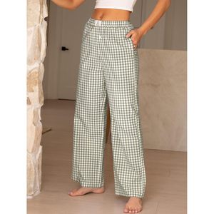 Pantalon à carreaux Anrabess pour femme – Décontracté, ample, doux, tissé, pour la maison et le printemps - Product Image 4