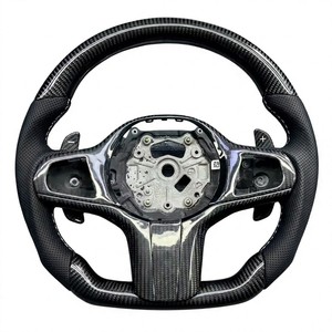 Volant <span class=keywords><strong>sport</strong></span> en fibre de carbone <span class=keywords><strong>noir</strong></span> brillant à 3 branches pour BM/W G20 G30 G22 G42 G80 G82 M340i M440i 2019-2024 - Product Image 1