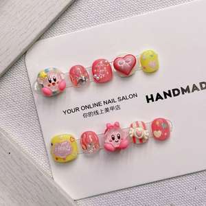 Venta al por mayor 10 piezas lindo 3D <span class=keywords><strong>Hello</strong></span> <span class=keywords><strong>Kitty</strong></span> <span class=keywords><strong>uñas</strong></span> artificiales puro hecho a mano acrílico Prensa en <span class=keywords><strong>uñas</strong></span> para niños - Product Image 4