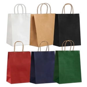 Tùy chỉnh quần áo mang theo bao bì túi phẳng xử lý mang theo nâu kraft túi giấy với logo riêng của bạn - Product Image 4