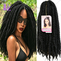 Cheveux synthétiques Marley Afro Kinky Curly pour tresses, 18 pouces, trame simple, extensions souples pour tresses au crochet pour femmes