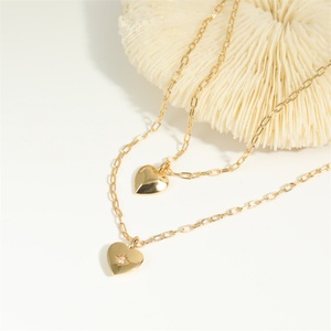สร้อยคอจี้รูปดาวหัวใจประดับเพชรแบบวินเทจชุบทองสำหรับผู้หญิง - Product Image 2