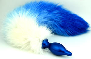 ذيل معدني عالي الجودة ذيل ثعلبي فضي أزرق أحمر ملون ذيل حقيقي سدادة شرجية خاصة للأزواج - Product Image 2