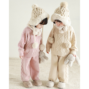 Vêtements d'hiver pour enfants, ensembles en tricot côtelé pour bébé fille, pull épais et doux, ensembles de vêtements pour filles en 2 pièces - Product Image 6