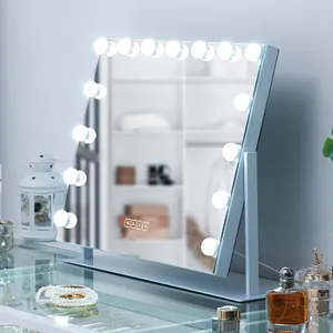 Miroir de maquillage à Led rotatif 360, style Hollywood, dispositif de vanité carré réglable et éclairé, avec haut-parleur, usine directe