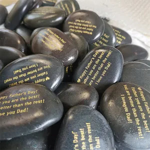 Wholesale Laser Engraved Natural River Rock Engraved Inspirational Word Stone For Gift Custom Engraved Stones