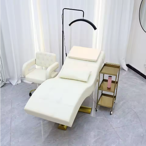 Modern Luxury High Quality Beauty Salon Furniture Pink Leather Facial Spa <b>Bed</b> Stainless Steel Base Lash <b>Bed</b> Curved Beauty <b>Bed</b> - Product Image 1