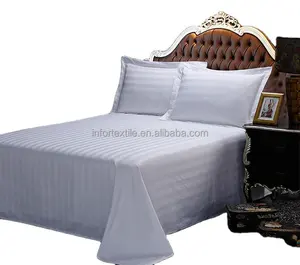 Toptan otel hastane kullanımı şerit düz levha çevre dostu kumaş ve en iyi fiyat ile özelleştirilmiş yatak çarşafı