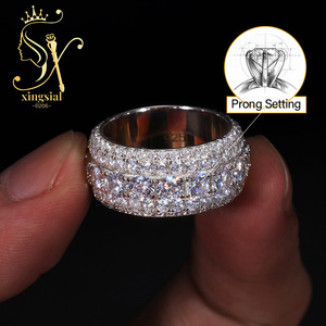 Xingsial 18K Gold Plated Diamond Jewelry <strong>Ring</strong> S925 Sterling <strong>Silver</strong> Moissanite Wedding Band <strong>Ring</strong> VVS D Color Diamond Cluster <strong>Ring</strong> - Product Image 3