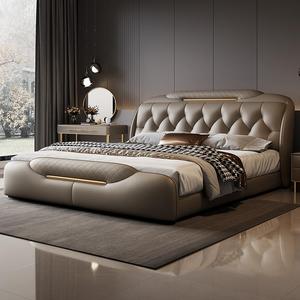 Sang Trọng Cao Kết thúc Thanh Lịch Phòng Ngủ Da Giường Ý Thiết Kế Mới Bằng Gỗ Vua Giường Đặt Mềm Bọc Chất Lượng Cao Khách Sạn Đặt Cược Đặt - Product Image 4