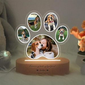 Lámpara LED Nocturna <span class=keywords><strong>Personalizada</strong></span> con <span class=keywords><strong>Foto</strong></span> de Mascota, Collage de Fotos de Patas en Acrílico para Amantes de Mascotas - Product Image 1