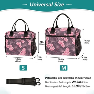 Low MOQ Adult Lunch Bag Cherry Flowers Print Sublimation Lunch Tote Picnic Cooler Bag Insulated Lunch Bag with Customized Logo - Product Image 2