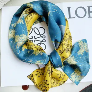 Modern Luxury Silk Scarf for Women Double Sides Different Color with Soft Digital Printing on Satin Material Ready to Ship