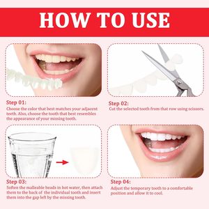 4 Kits de Dents Prothétiques en Résine Acrylique, Supérieures et Inférieures, Couronnes Temporaires, Kit de Remplacement, Un Ensemble de Dents Simulées pour Cosplay - Product Image 4