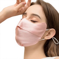 Masque en Soie de Mûrier Anti-UV pour Femme, Protection Solaire Estivale, Respirant, Ombre Protectrice, Voile Complet pour le Visage, à Fixation Auriculaire, pour Visage Carré