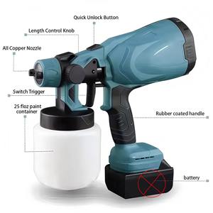 Pistolet de pulvérisation sans fil, pulvérisateur de peinture électrique 800ML avec 2 batteries 21V, pulvérisateur électrique sans air automatique, revêtement en acier pour meubles, aérographe - Product Image 6